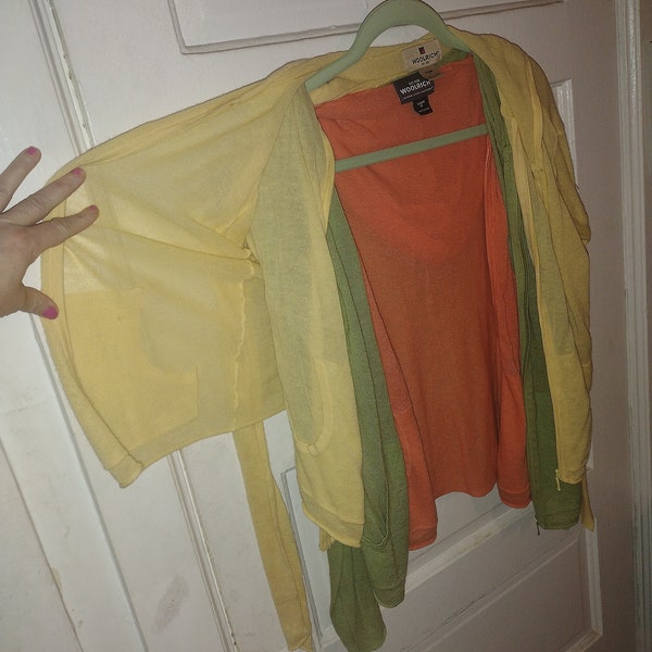 Mesh Zippered Sweater Hoodie Woolrich Yellow, Orange, Green M  1 Yellow S