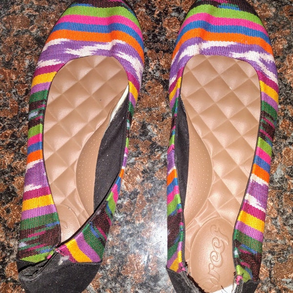 Women's Shoes Size 9 Flats Ethnic Print Bright Tones