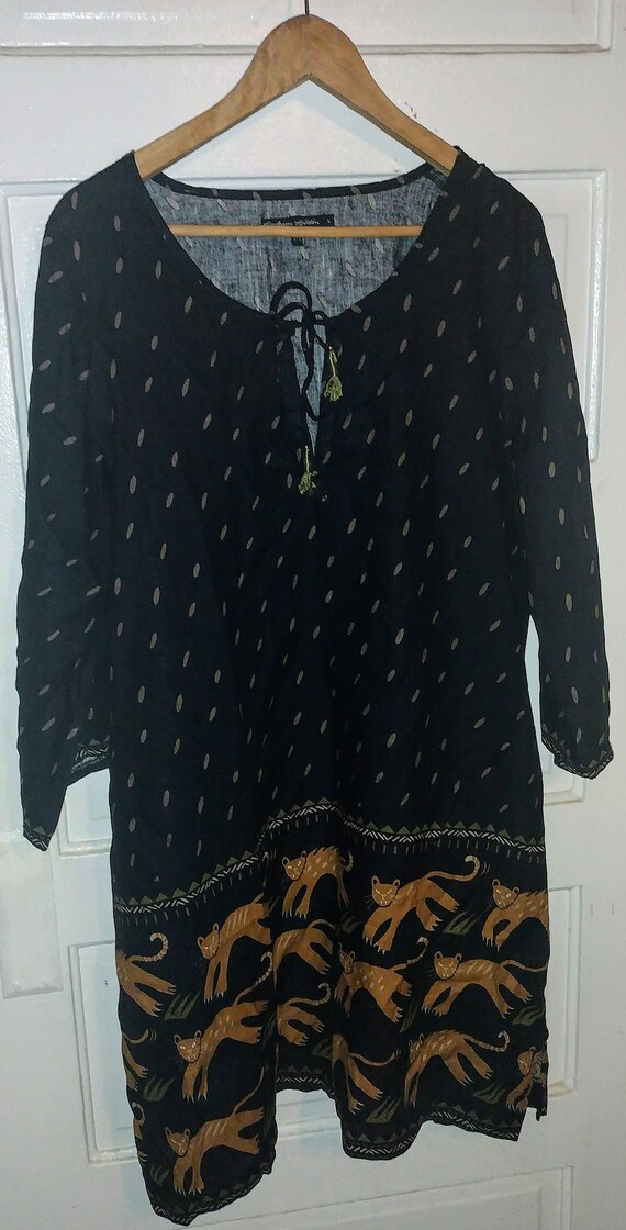 Vintage Gundren Sjodren Tunic/Dress  Black and Ora