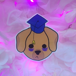 Sleepy School Puppy Waterproof Vinyl Sticker