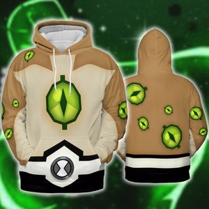 Ben10 Ultimate Alien Cosplay Costume Ben Tennyson Green Coat Zip-up Jacket