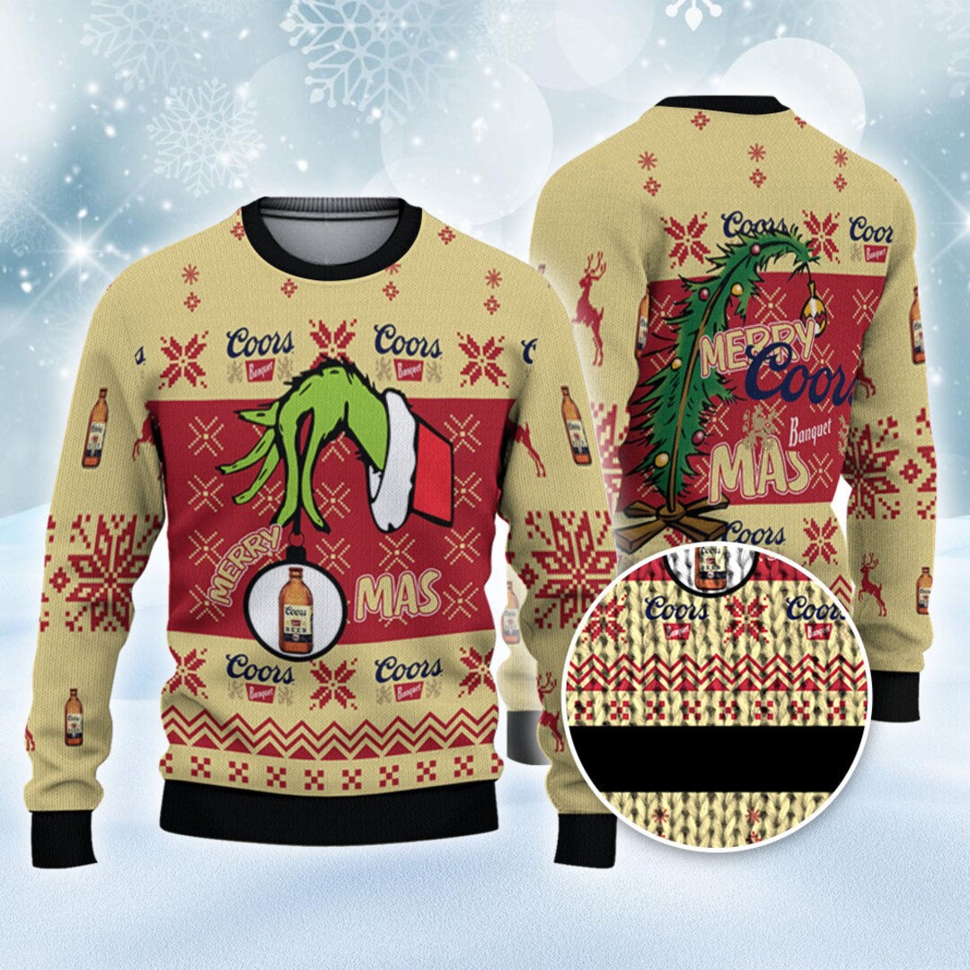 Coors Banquet Ugly Sweater Snowy Night Grinch Hand Beer Love Etsy
