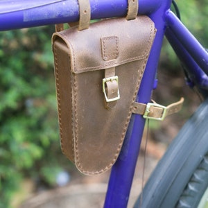 Bicycle Classic Handmade Leather Frame Bag Antique Brown UK STOCK