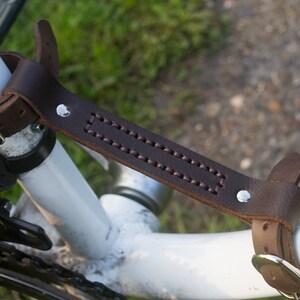 Leather Carry Handle for Bike Bicycle Frame Carrying Handgrip BROWN image 4