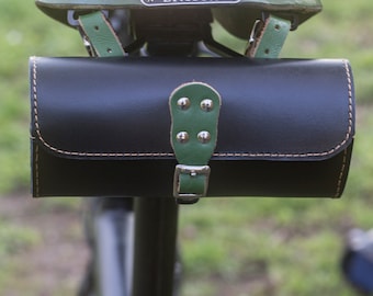 Bike Classic Saddle Bag compatible with all bikes scooters motorcycles Black Green UK STOCK