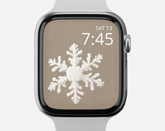 Snowflake Apple Watch Wallpaper, Embroidery Xmas Watch Face, Christmas Apple Watch Face, Xmas Snowflake Watch Face, Snowflake Watch Face