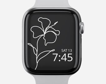Fine Line Apple Watch Wallpaper, Fine Line Watch Face, Apple Watch Wallpaper, Dark Background Watch Face, Botanical Watch Faces