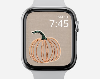 Fall Apple Watch Face Wallpaper, Embroidered Patch Pumpkin Apple Watch Face, Embroidery Apple Watch Face, Halloween Apple Watch Face