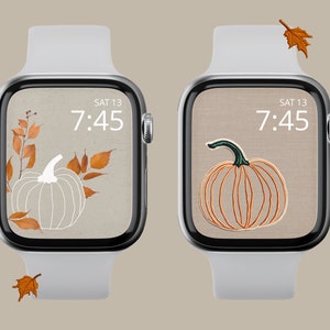Pumpkin Apple Watch Wallpaper, Embroidered Patch & Fine Line (Digital Download)