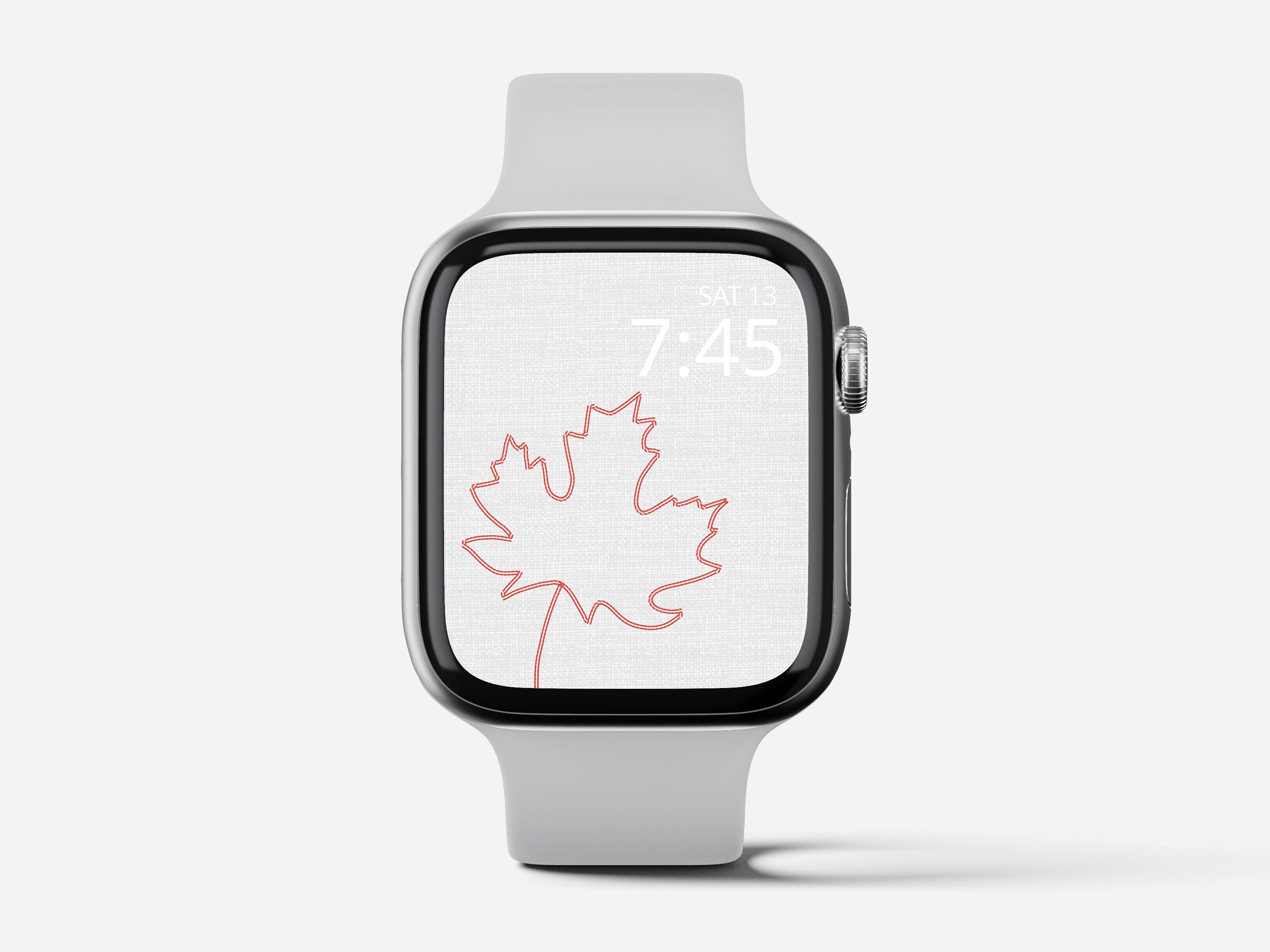 Embroidery Fine Line Apple Watch Face, Maple Leaf Apple Watch Face, Fall Apple Watch Face Wallpaper, Embroidery Apple Watch Face