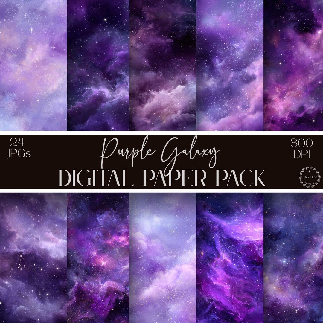 Purple Galaxy Digital Papers: Mystical Nebula Scrapbook Paper Pack ...