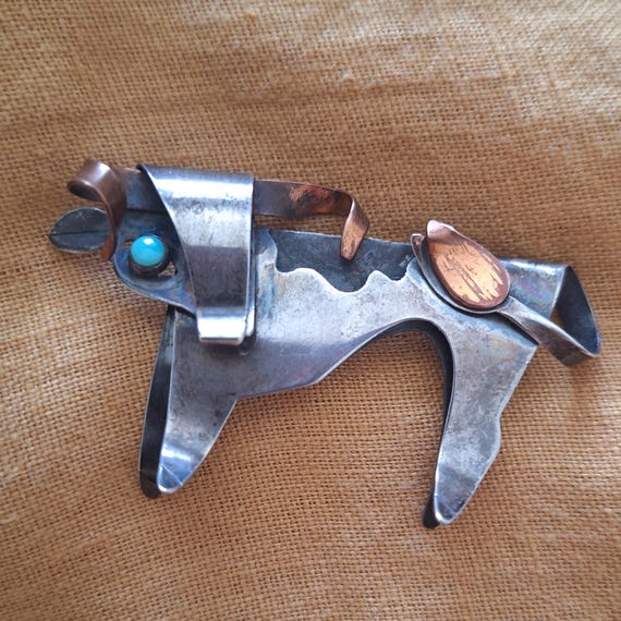 Bull sterling silver/copper modernist Brooch View 2