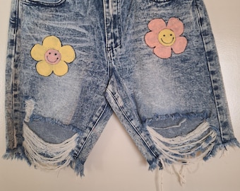 Denim Distressed Bermuda Shorts