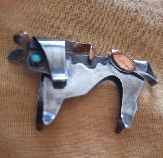 Bull sterling silver/copper modernist Brooch View 6