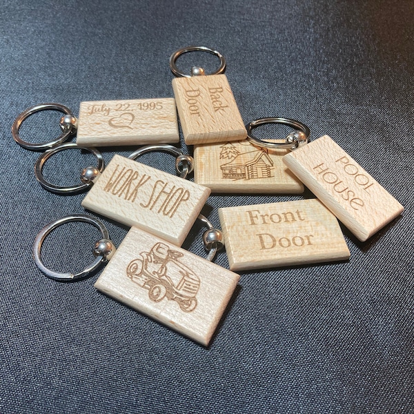Custom Wooden Keychain;Laser Engraved Key Chain;Gift for Home Car Office, Birthday or Anniversary Gift, Personalized Key Chain, Men's Gift