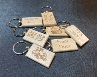 Custom Wooden Keychain;Laser Engraved Key Chain;Gift for Home Car Office, Birthday or Anniversary Gift, Personalized Key Chain, Men's Gift