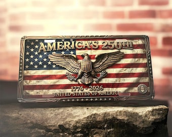 250th Anniversary License Plate, American Flag, Eagle