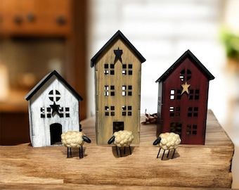 BUNDLE: 3 Miniature Primitive Non-Traditional Saltbox Houses