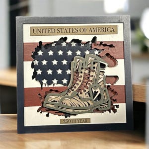 250-jarig jubileum Amerikaanse kunst handgemaakte lasergesneden militaire laarzen