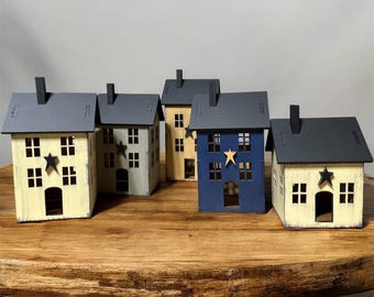 Miniature Primitive Traditional Saltbox Houses