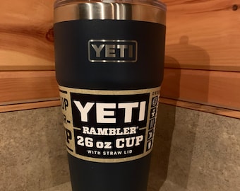 Custom Navy Yeti 26 oz Rambler with Straw: Laser Engraved Gift