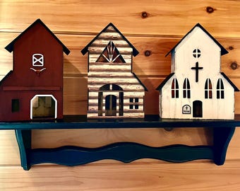 Primitive Barn, Country Church & Log Home Bundle