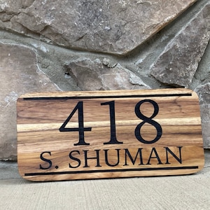 Engraved House Number Sign, Engraved Address Sign, Personalized Teakwood Sign, Outdoor Sign, Street Address Sign, Address Plaque,Custom Sign