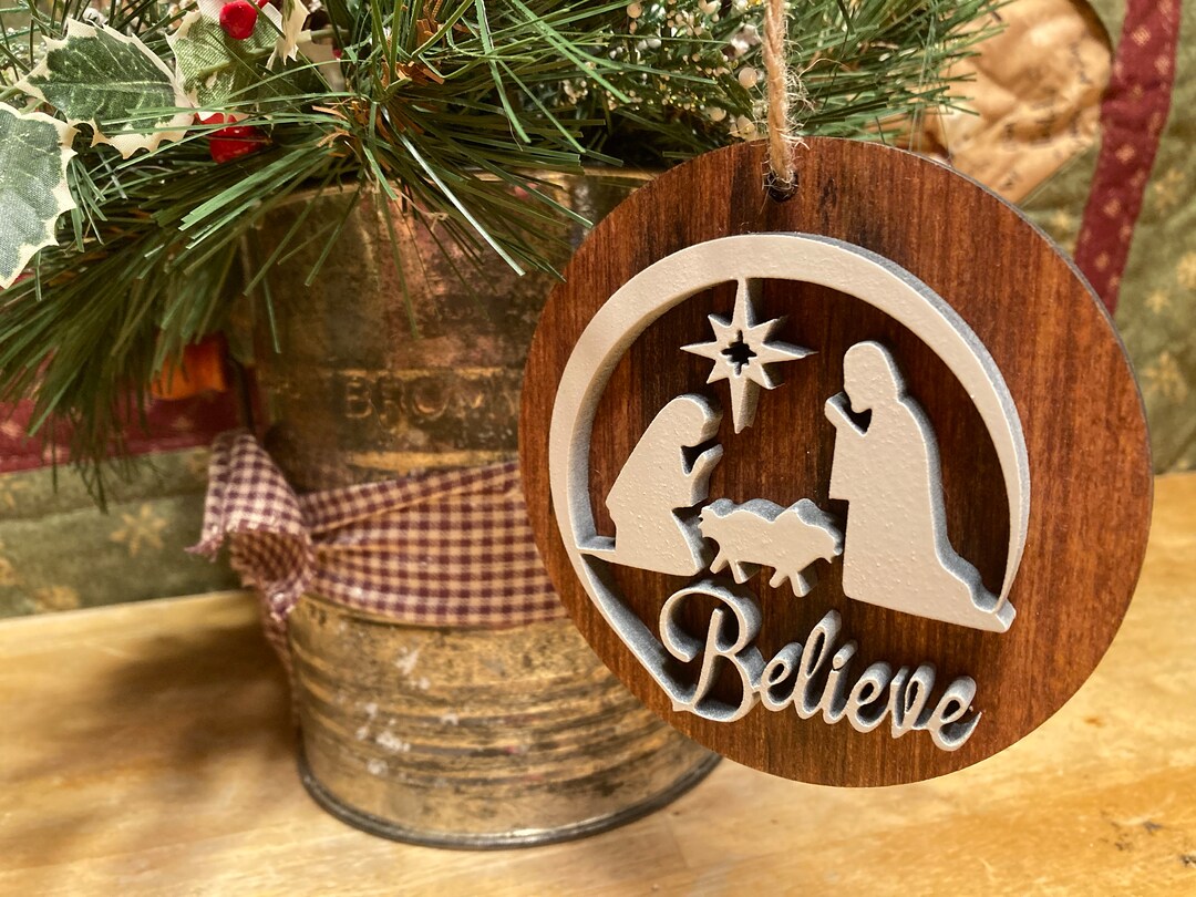Handmade, Lasercut Nativity Ornament Christian Ornament Lasercut Wood