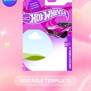 Hotwheels Custom Template Download Party Favors Thankyou Gift