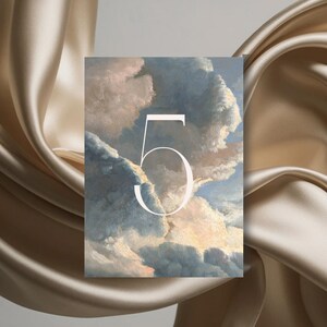 Cloud PaintingTable Numbers | Instant Download, Canva Template, Printable Table Numbers