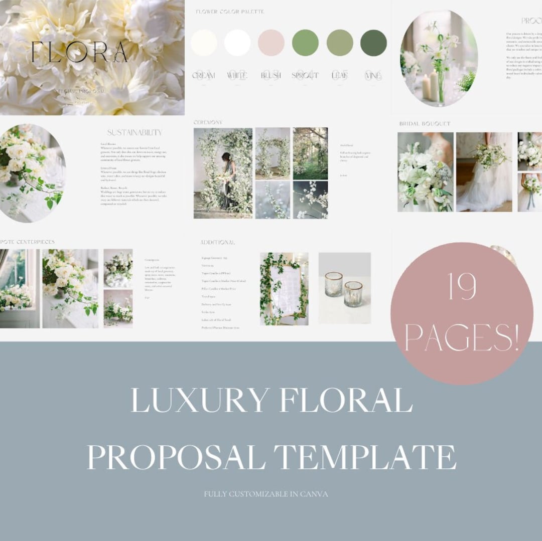 Clean and Modern Luxury Floral Proposal Template Instant Download Clean and Modern Luxury Floral Proposal Template Instant Download
