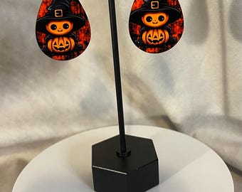 Halloween Pumpkin Witch Earrings