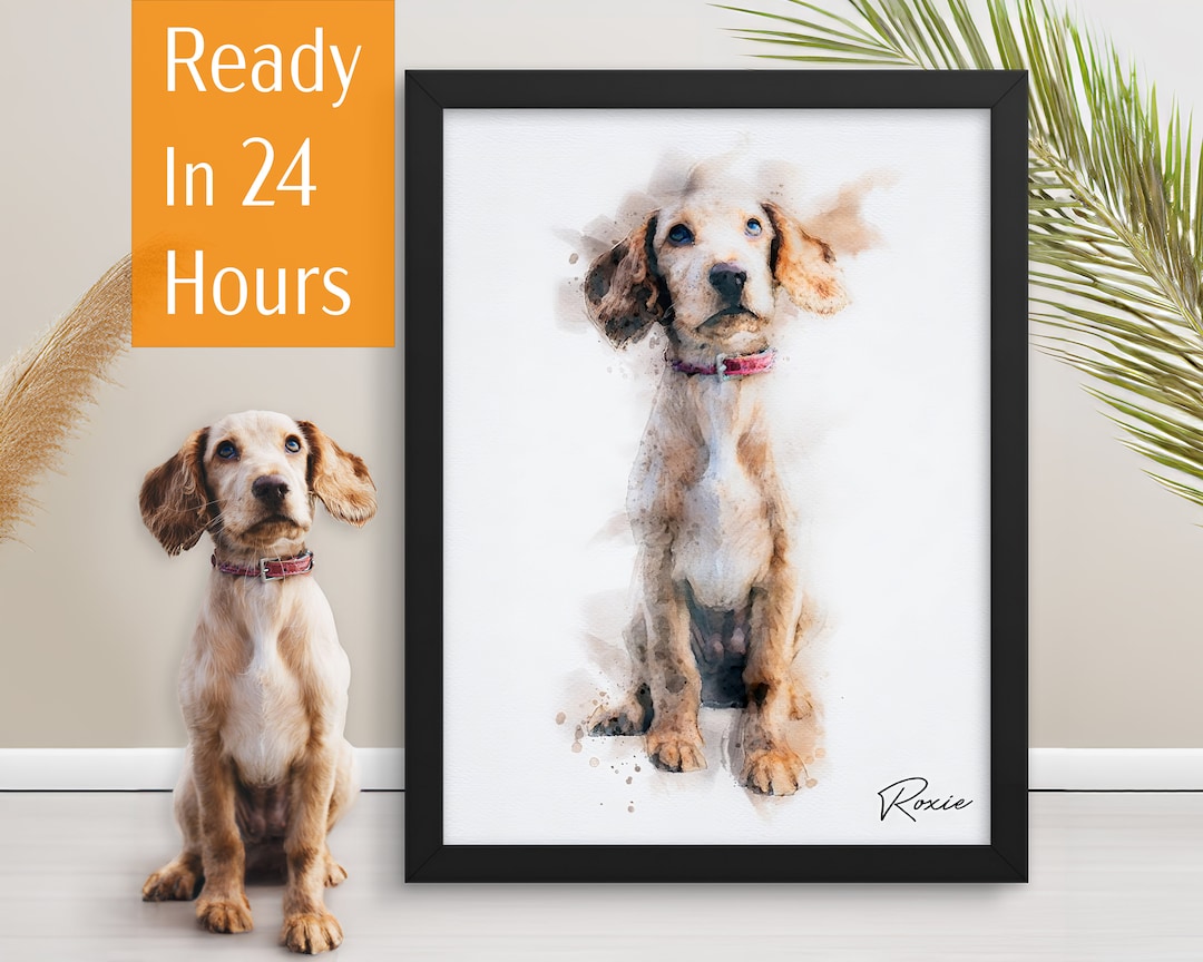 Custom Pet Portrait Painting From Photo Pet Memorial Gift Cat Dog Lover ...