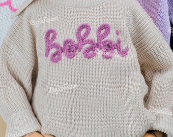 Oversized Personalized Hand Embroidered Baby Sweater: Cute and Cozy Outerwear for Little Ones!