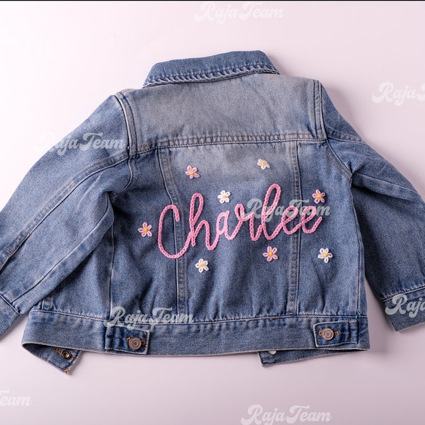 Personalized Girls' Denim Jacket with Embroidered Name | Custom Jean Coat