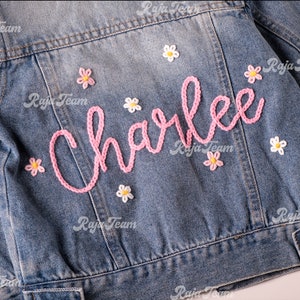 Embroidered Jean Jacket for Girls: Personalized Denim Coat with Name - Unique Birthday Gift Idea