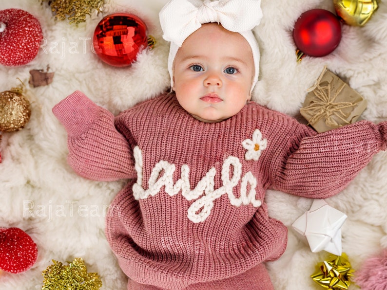 Personalized Baby Name Sweater for Newborns, Ideal for Baby Showers image 1