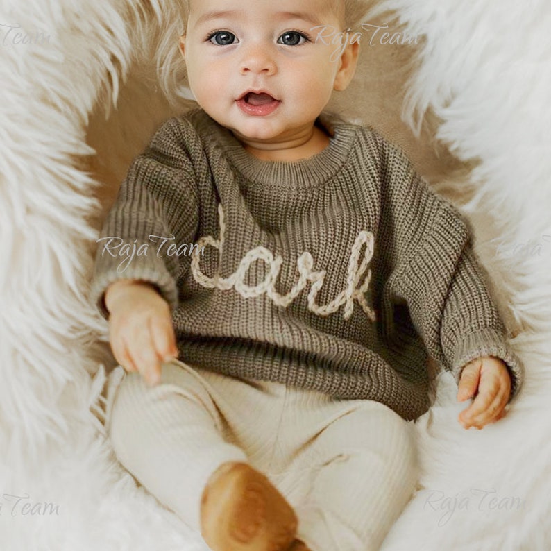 Personalized Baby Name Sweater for Newborns, Ideal for Baby Showers image 2