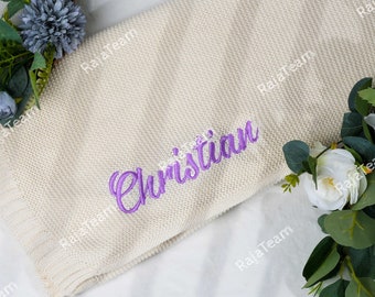 Personalized Baby Blanket with Embroidered Name - Soft  Texture for Tender Touch,Embroidered Keepsake for Newborn