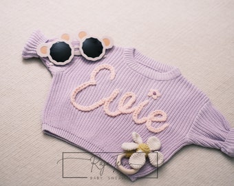 Personalized Baby Sweater: Hand Embroidered Name & Monogram | Perfect Gift for Baby