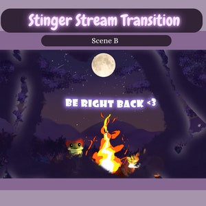 Animated Stream Transition Cute Purple Track Matte Twitch Transition OBS Streamer Transitions Dark Purple Streamer Scene Transition