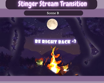 Animated Stream Transition Cute Purple Track Matte Twitch Transition OBS Streamer Transitions Dark Purple Streamer Scene Transition