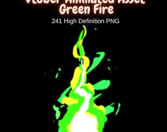 Decoración de Halloween animada con fuego verde (Vtuber Asset) / Transmisión en vivo de Twitch 2D