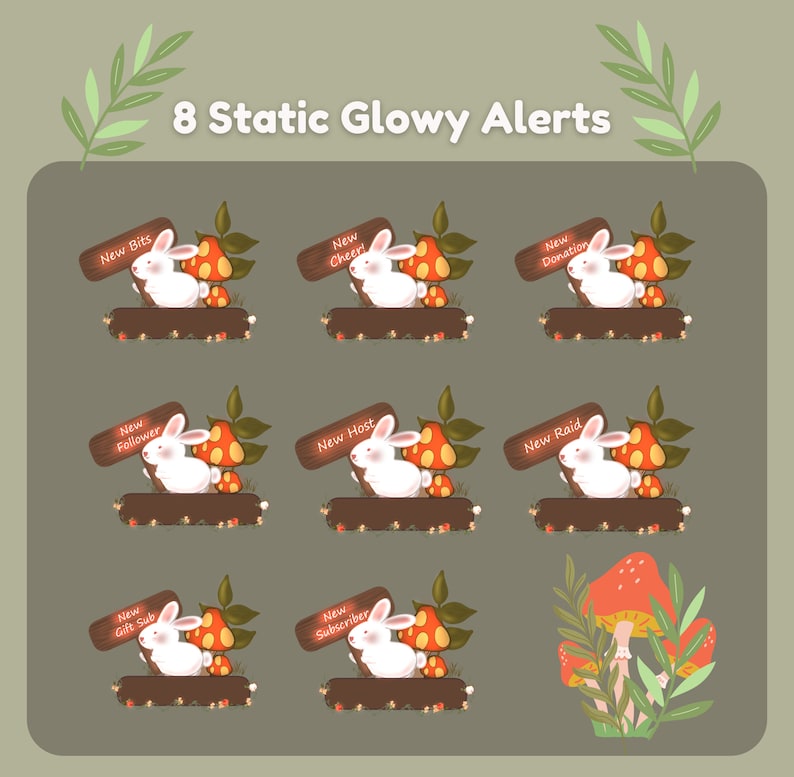 White Rabbit Alert Twitch Alerts Static Cottage Core Bunny Stream Alert Glowy Cozy ...