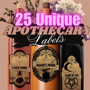 Editable Vintage Apothecary Label Template Custom Sticker Tag Potion Bottle Frame Printable Witchcraft Wizard Junk Journal Antique Elegance