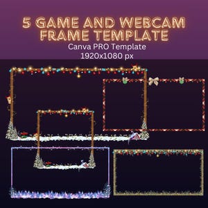 Twitch Frames Klasyczne świąteczne nakładki OBS Szablon Canva Obramowania kamery internetowej Uroczy zimowy biały pakiet transmisji świątecznej Vtuber PNGtuber Assets