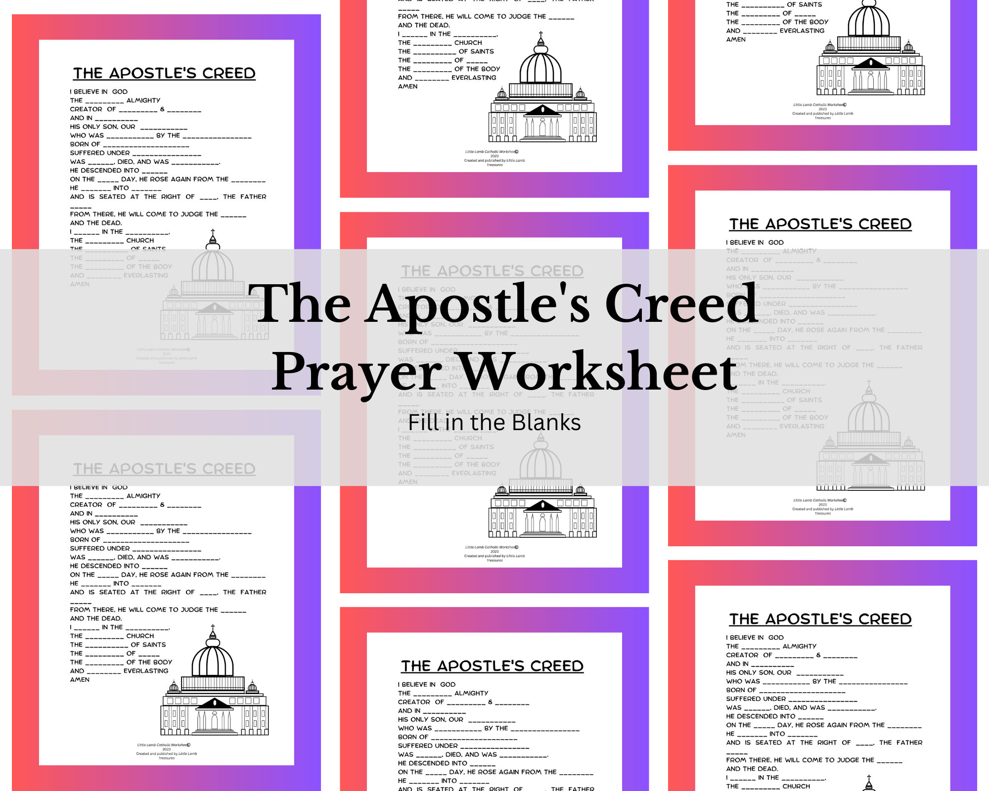 Catholic Kids Worksheet the Apostles Creed Common Catholic Prayers Fill