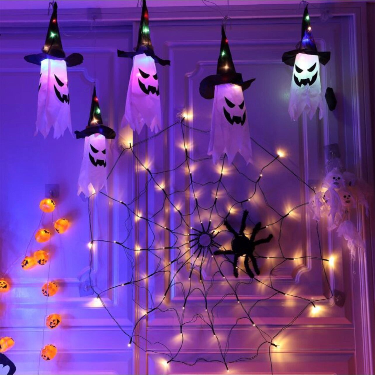 Halloween Decorations , Hanging Ghost With Hats , 5 Pack Lighted Ghosts ...
