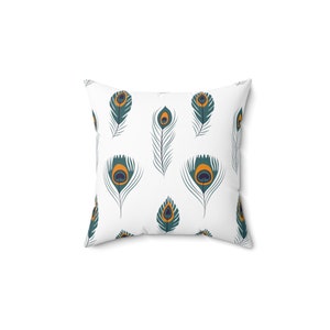 Spun Polyester Square Pillow - Feathers (white)