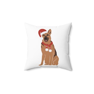 Christmas German Shepherd - Spun Polyester Square Pillow